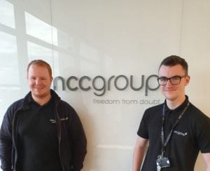 James King and Ross Inman at the NCC Group offices in Leeds